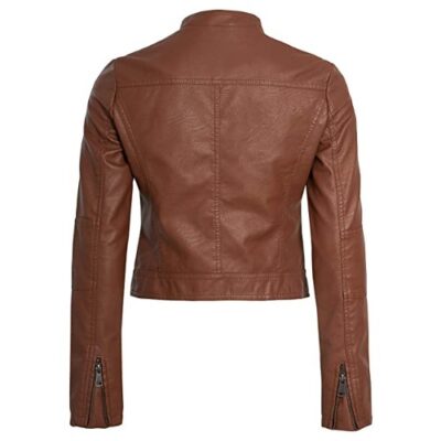 SS7 Womens Faux Leather Biker Jacket Fitted