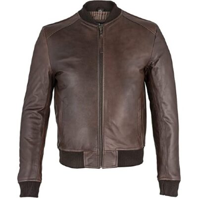 Sand Style Bomber Slim Fit Leather Jackets Men's