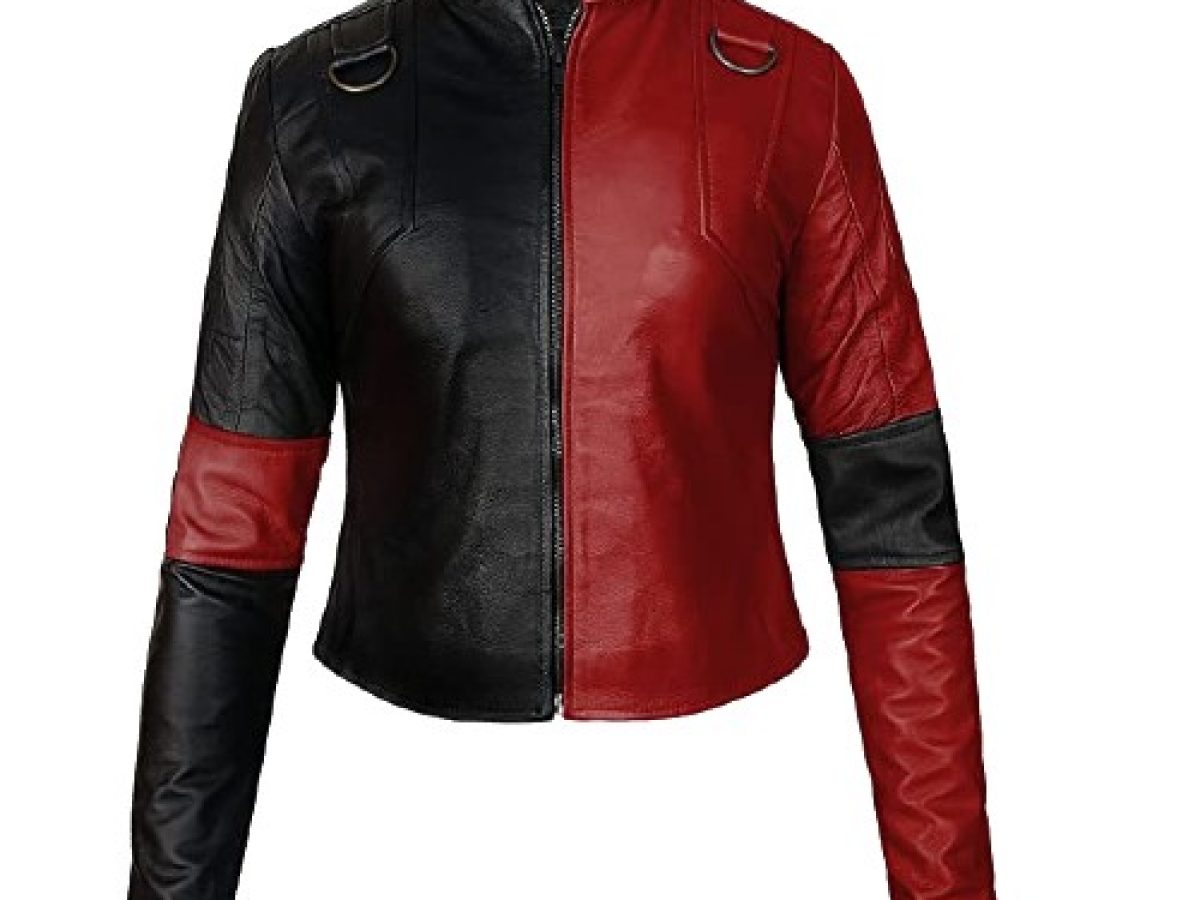Womens Short Body Black Red Cosplay Real Leather Jacket