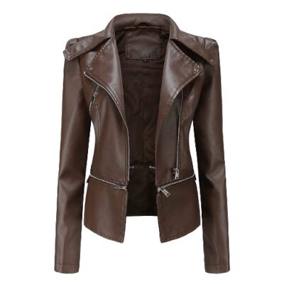 YFFUSHI Women Classic Faux Leather Short Moto Jacket