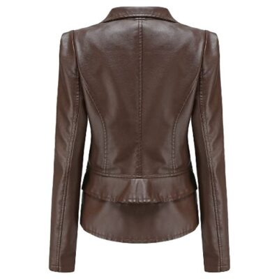 YFFUSHI Women Classic Faux Leather Short Moto Jacket