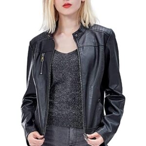 Fahsyee Women's Faux Leather Biker Jackets