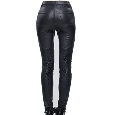 2022 Autumn and Winter New Women's Tights Leather Stitching lace