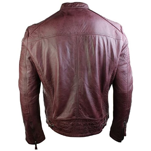 Aviatrix Men's Slim Fit Real Leathers Vintage Retro Tan Brown Washed Biker Jacket