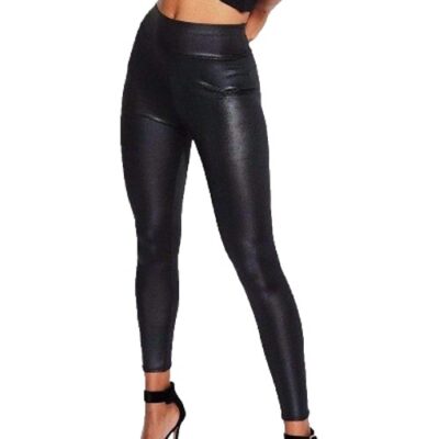 Lovetoenvy Ladies Black Wet Look Faux Leather Leggings