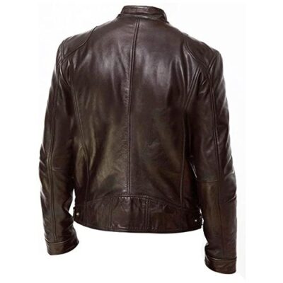 Men's Slim Fit Café Racer Real Lambskin Leather Jacket