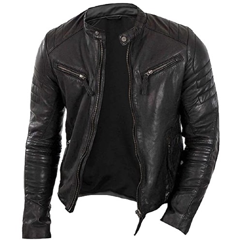 Men's Slim Fit Distressed Leather Jacket motorcycle Leather Jacket