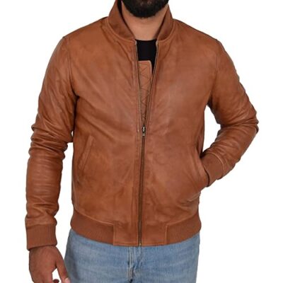A1 Fashion Goods Mens Leather Bomber Jacket Soft Lambskin