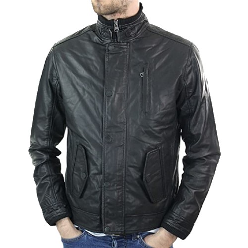 aviatrix men genuine leathers zipped vintage black smart casual jacket