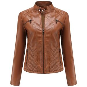 COLOVERER Women Cropped Fitted Faux Leather