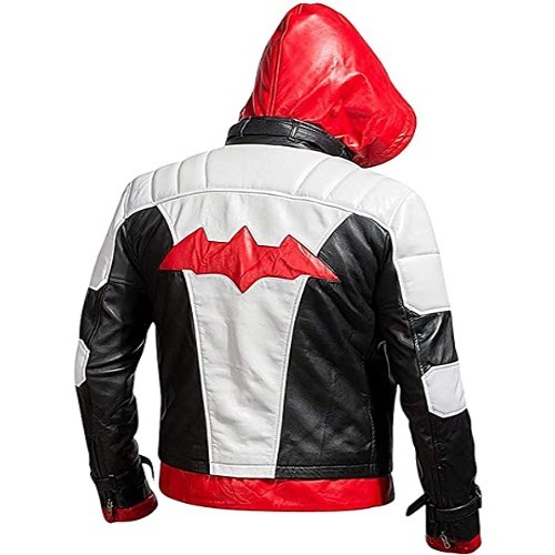 Men’s Distressed Super Hero Hooded Leather Jacket. Christmas Leather Hooded