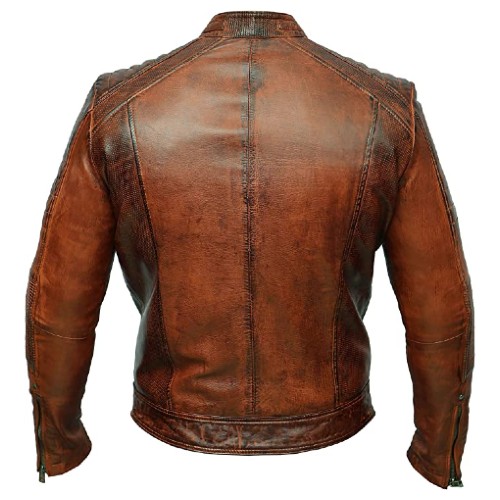 mens biker cafe racer retro vintage distressed leather jacket