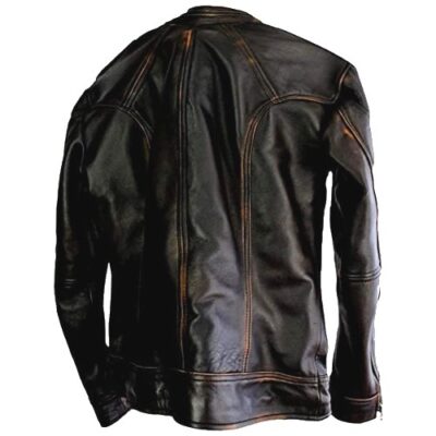 mens biker distressed genuine vintage leather jacket