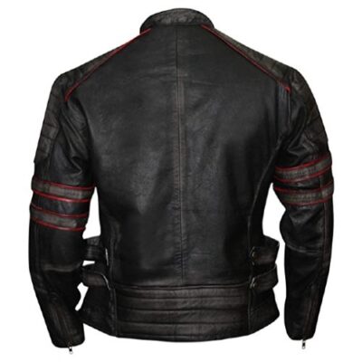 mens cafe racer retro bikers vintage distressed genuine leather jacket