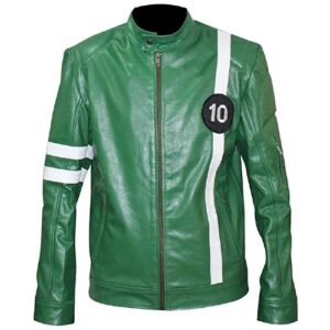 Men Green Alien Swarm Green Leather Cosplay Costume Jacket