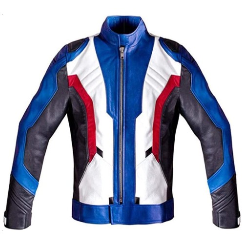 Men's Motorcycle Overwatch Soldier 76 Multicolor Leather Jacket