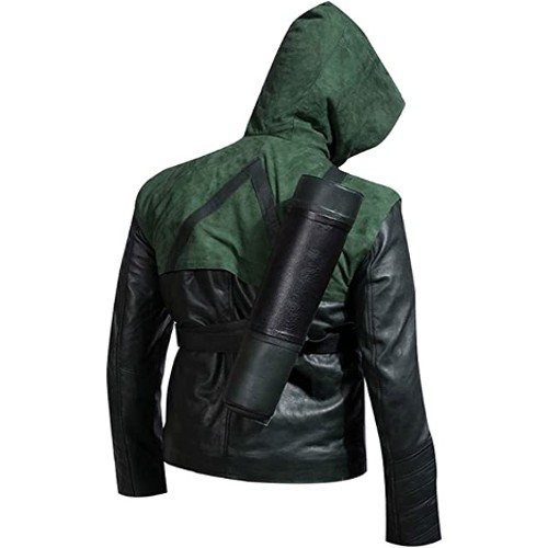 Men’s Superhero Green Stephen Amell Oliver Costume Cosplay Leather Jacket