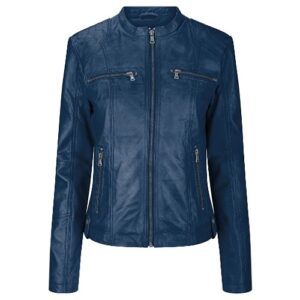 New Ladies Real Leather Slim Fit Soft Zip Biker Style Jacket