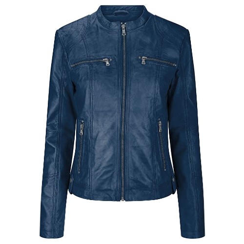 new ladies real leather slim fit soft zip biker style jacket