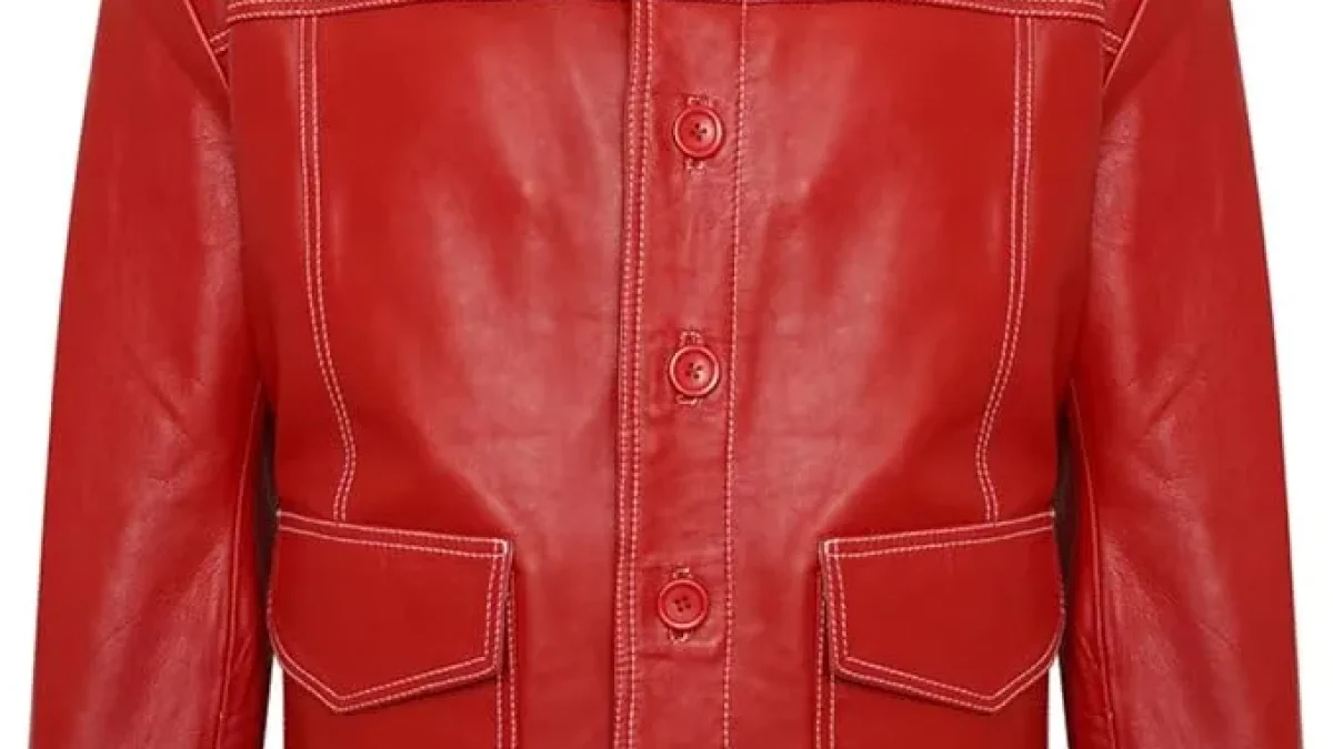 Fight Club Brad Pitt Red Leather Jacket Real Leather Garments