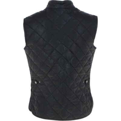Diamond Quilted Black Leather Gilet