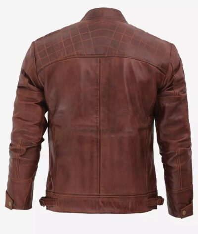 Distressed Brown Motorcycle Leather Jacket Men's