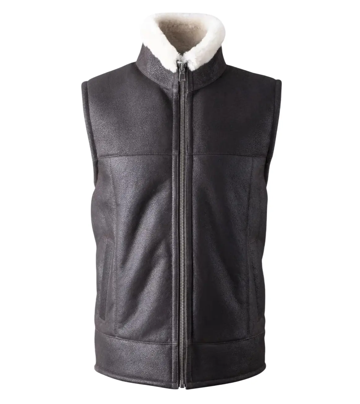 Men Sheepskin Dark Brown Leather Gilet