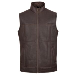Men's Brown Sheepskin Leather Gilet