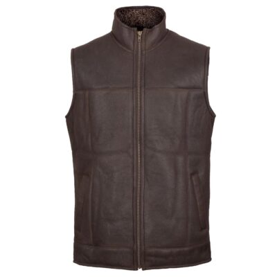 Men's Brown Sheepskin Leather Gilet