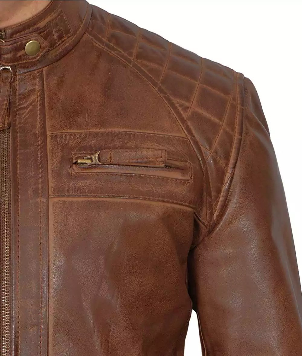 Men's Chocolate Brown Quilted Motorcycle Jacket