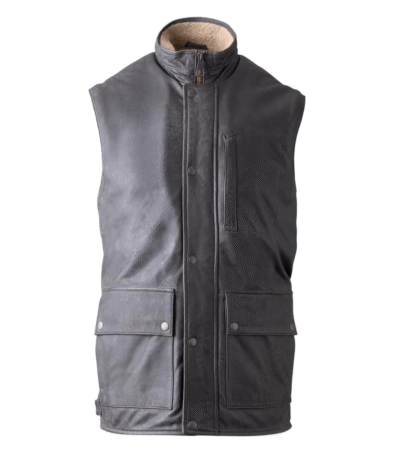 Men's dark brown leather gilet