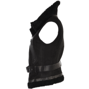 Shearling Suede Leather Biker Gilet