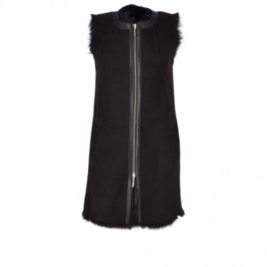 Shearling Suede Leather Slim Gilet