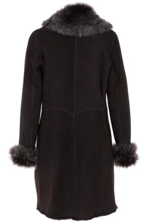 Women 3/4 Length Brown Suede Leather Coat