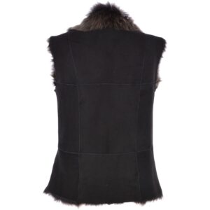 Women Black Suede Leather Gilet