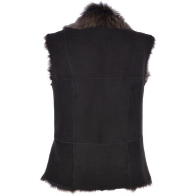 Women Black Suede Leather Gilet