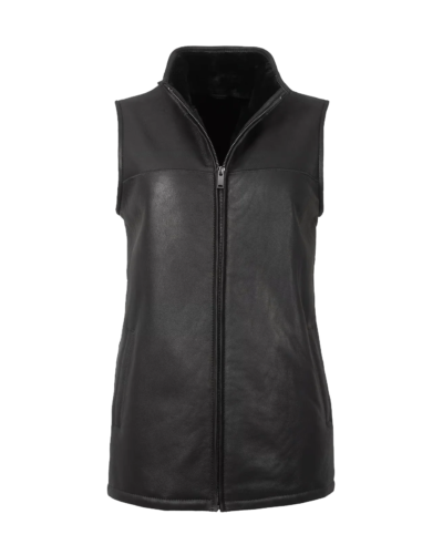 Black Sheepskin Leather Gilet