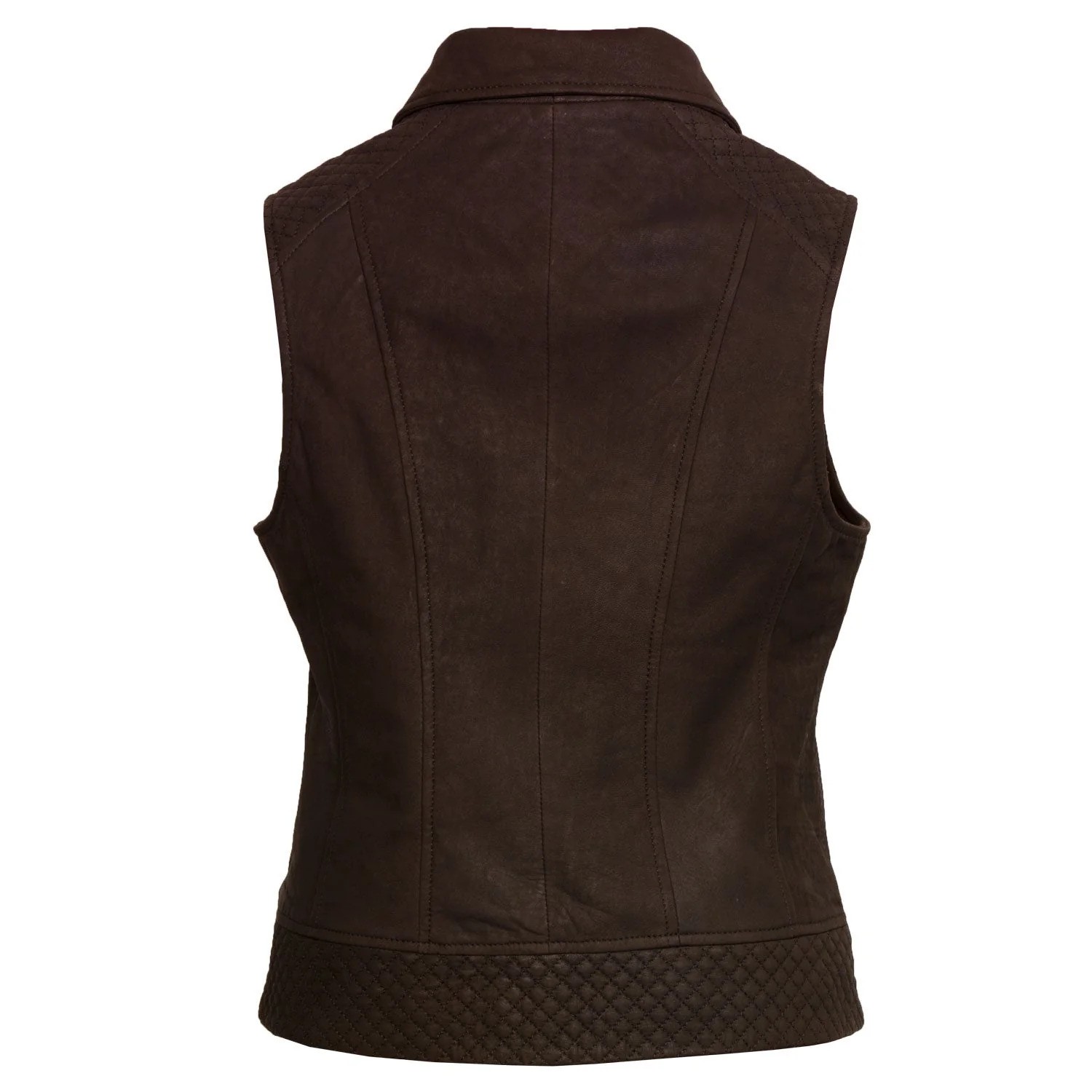 Detachable faux Fur Collar Brown Leather Gilet