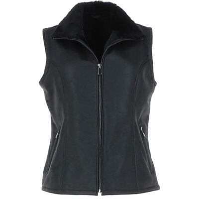 Sheepskin Black Leather Gilet
