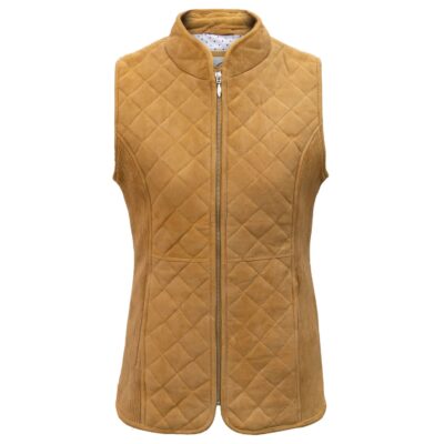Women's Yellow Suede Leather Gilet