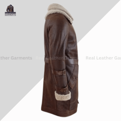 Dark Brown Shearling Sheepskin Long Jacket