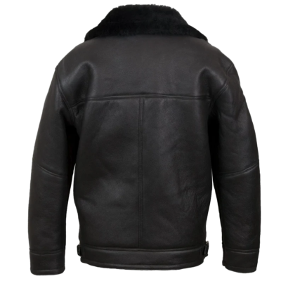 Men’s Double Breasted Black Sheepskin Pilot Jacket