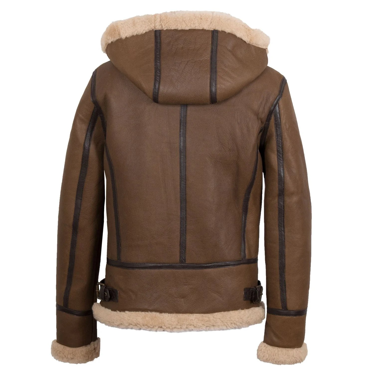 Women Brown Hooded Sheepskin Coat