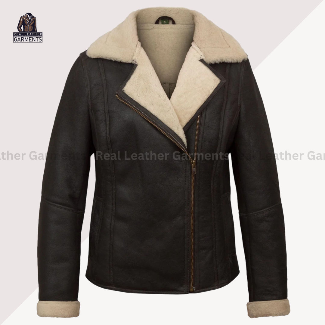 Women Sheepskin Flying Jacket - Real Leather Garments