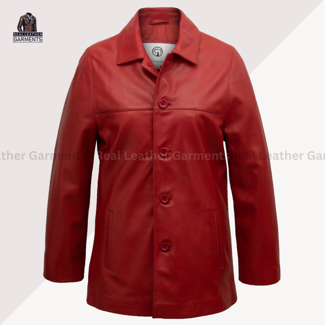 Women Sheepskin Red leather Coat