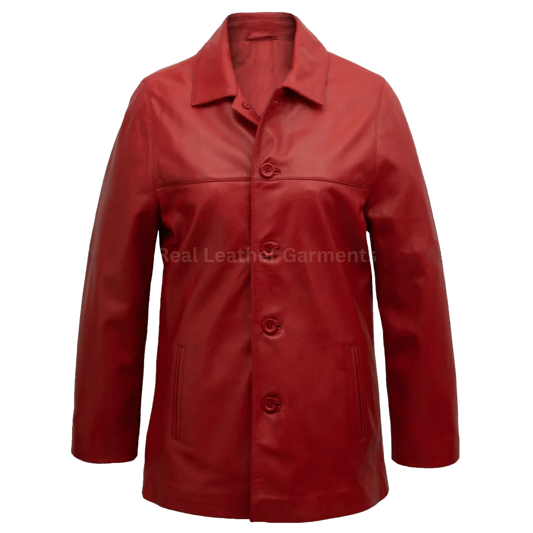 Women Sheepskin Red leather Coat