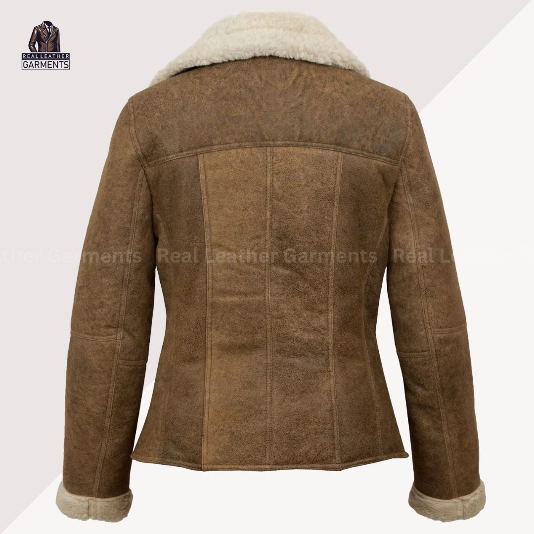 Women Vintage Sheepskin Flying Jacket - Real Leather Garments