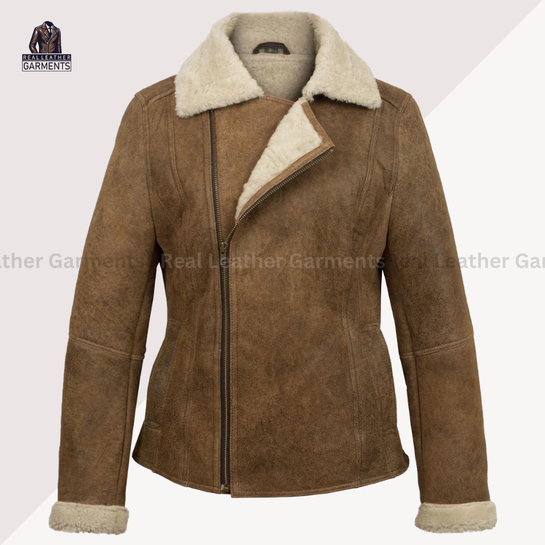 Women Vintage Sheepskin Flying Jacket - Real Leather Garments