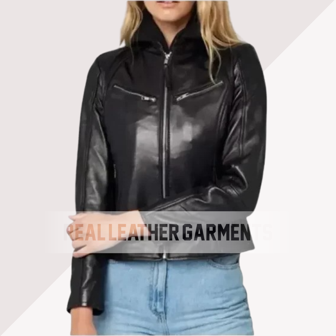 Women’s Hooded Leather Jacket