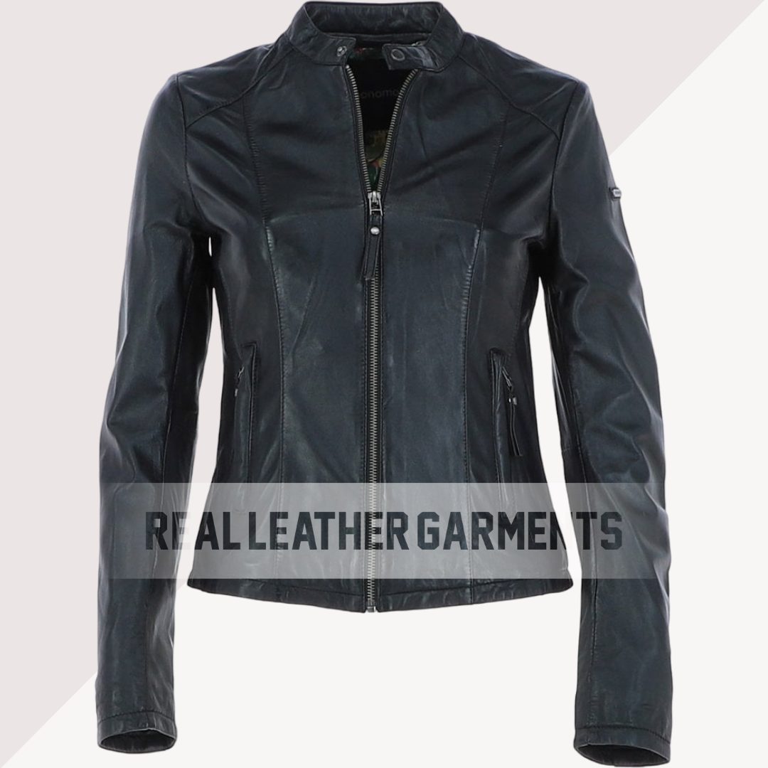 Women's Black Leather Moto Jacket